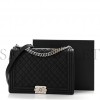 CHANEL CAVIAR QUILTED LARGE BOY FLAP BLACK SILVER HARDWARE (30*21*8cm)