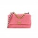 CHANEL METALLIC TWEED QUILTED MEDIUM CHANEL 19 FLAP PINK GOLD HARDWARE (25*18*9cm)