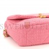 CHANEL METALLIC TWEED QUILTED MEDIUM CHANEL 19 FLAP PINK GOLD HARDWARE (25*18*9cm)