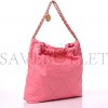 CHANEL SHINY CALFSKIN QUILTED CHANEL 22 DRAWSTRING BAG CORAL PINK GOLD HARDWARE (41*38*8cm)