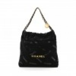 CHANEL VELVET SEQUIN QUILTED CHANEL 22 BLACK GOLD HARDWARE (34*34*8cm)