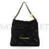 CHANEL VELVET SEQUIN QUILTED CHANEL 22 BLACK GOLD HARDWARE (34*34*8cm)