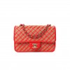 CHANEL RAFFIA JUTE STRIPED SMALL URBAN JUNGLE SINGLE FLAP RED ROSE GOLD HARDWARE (21*13*7cm)