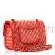 CHANEL RAFFIA JUTE STRIPED SMALL URBAN JUNGLE SINGLE FLAP RED ROSE GOLD HARDWARE (21*13*7cm)