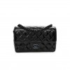 CHANEL PATENT CALFSKIN QUILTED MINI RECTANGULAR FLAP SO BLACK BLACK HARDWARE (20*12*6cm)