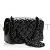 CHANEL PATENT CALFSKIN QUILTED MINI RECTANGULAR FLAP SO BLACK BLACK HARDWARE (20*12*6cm)