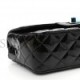 CHANEL PATENT CALFSKIN QUILTED MINI RECTANGULAR FLAP SO BLACK BLACK HARDWARE (20*12*6cm)