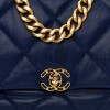 CHANEL GOATSKIN QUILTED MAXI CHANEL 19 FLAP BLUE GOLD HARDWARE (36*24*10cm)