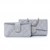 CHANEL CAVIAR QUILTED PHONE HOLDER WALLET ON REMOVABLE CHAIN GREY ROSE GOLD HARDWARE (20*12*4cm)