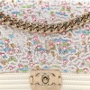 CHANEL PATENT SEQUIN MEDIUM BOY CHANEL FLAP WHITE PINK LIGHT BLUE ROSE GOLD HARDWARE (25*15*6cm)