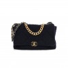 CHANEL TWEED QUILTED MAXI CHANEL 19 FLAP NAVY GOLD HARDWARE (36*24*11cm)