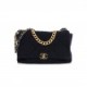 CHANEL TWEED QUILTED MAXI CHANEL 19 FLAP NAVY GOLD HARDWARE (36*24*11cm)