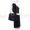 CHANEL TWEED QUILTED MAXI CHANEL 19 FLAP NAVY GOLD HARDWARE (36*24*11cm)