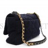 CHANEL TWEED QUILTED MAXI CHANEL 19 FLAP NAVY GOLD HARDWARE (36*24*11cm)