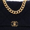 CHANEL TWEED QUILTED MAXI CHANEL 19 FLAP NAVY GOLD HARDWARE (36*24*11cm)