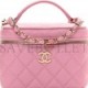 CHANEL CAVIAR QUILTED SMALL CC VANITY CASE LIGHT PINK ROSE GOLD HARDWARE (15*11*11cm)