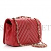 CHANEL CALFSKIN CHEVRON QUILTED MINI STATEMENT FLAP RED ROSE GOLD HARDWARE (20*13*6cm)