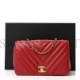 CHANEL CALFSKIN CHEVRON QUILTED MINI STATEMENT FLAP RED ROSE GOLD HARDWARE (20*13*6cm)