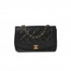 CHANEL LAMBSKIN QUILTED MEDIUM SINGLE FLAP BLACK GOLD HARDWARE (25*18*6cm)