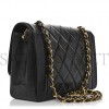 CHANEL LAMBSKIN QUILTED MEDIUM SINGLE FLAP BLACK GOLD HARDWARE (25*18*6cm)