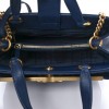 CHANEL GRAINED CALFSKIN STITCHED SMALL LADY COCO TOP HANDLE TOTE NAVY BLUE HARDWARE (24*20*11cm)