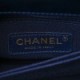 CHANEL CALFSKIN CHEVRON QUILTED SMALL COCO HANDLE FLAP NAVY GOLD HARDWARE (28*17*11cm)