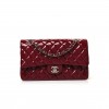 CHANEL PATENT CALFSKIN QUILTED MEDIUM DOUBLE FLAP DARK RED ROSE GOLD HARDWARE (25*15*6cm)