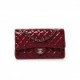 CHANEL PATENT CALFSKIN QUILTED MEDIUM DOUBLE FLAP DARK RED ROSE GOLD HARDWARE (25*15*6cm)