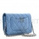 CHANEL CAVIAR QUILTED WALLET ON CHAIN WOC BLUE SILVER HARDWARE (19*13*4cm)