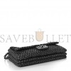 CHANEL SEQUIN TWEED ICONS LARGE ACCORDION 3 FLAP BLACK SILVER HARDWARE (30*18*3cm)