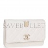 CHANEL WALLET ON CHAIN WOC WHITE CAVIAR LIGHT GOLD HARDWARE (19*12*4cm)