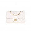 CHANEL PEARL CRUSH MINI RECTANGULAR FLAP BAG WHITE LAMBSKIN ANTIQUE GOLD HARDWARE (20*13*6cm)