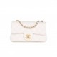 CHANEL PEARL CRUSH MINI RECTANGULAR FLAP BAG WHITE LAMBSKIN ANTIQUE GOLD HARDWARE (20*13*6cm)