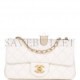 CHANEL PEARL CRUSH MINI RECTANGULAR FLAP BAG WHITE LAMBSKIN ANTIQUE GOLD HARDWARE (20*13*6cm)