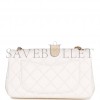 CHANEL PEARL CRUSH MINI RECTANGULAR FLAP BAG WHITE LAMBSKIN ANTIQUE GOLD HARDWARE (20*13*6cm)