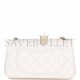 CHANEL PEARL CRUSH MINI RECTANGULAR FLAP BAG WHITE LAMBSKIN ANTIQUE GOLD HARDWARE (20*13*6cm)