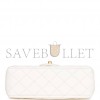 CHANEL PEARL CRUSH MINI RECTANGULAR FLAP BAG WHITE LAMBSKIN ANTIQUE GOLD HARDWARE (20*13*6cm)