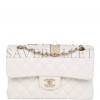 CHANEL SMALL CLASSIC DOUBLE FLAP WHITE CAVIAR LIGHT GOLD HARDWARE (23*13*6cm)