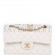 CHANEL SMALL CLASSIC DOUBLE FLAP WHITE CAVIAR LIGHT GOLD HARDWARE (23*13*6cm)