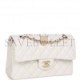 CHANEL SMALL CLASSIC DOUBLE FLAP WHITE CAVIAR LIGHT GOLD HARDWARE (23*13*6cm)