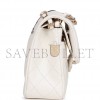 CHANEL SMALL CLASSIC DOUBLE FLAP WHITE CAVIAR LIGHT GOLD HARDWARE (23*13*6cm)