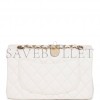 CHANEL SMALL CLASSIC DOUBLE FLAP WHITE CAVIAR LIGHT GOLD HARDWARE (23*13*6cm)