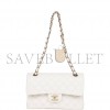 CHANEL SMALL CLASSIC DOUBLE FLAP WHITE CAVIAR LIGHT GOLD HARDWARE (23*13*6cm)