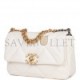 CHANEL MEDIUM 19 FLAP BAG WHITE CALFSKIN MIXED HARDWARE (25*16*9cm)