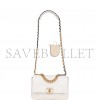 CHANEL MEDIUM 19 FLAP BAG WHITE CALFSKIN MIXED HARDWARE (25*16*9cm)