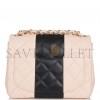 CHANEL MINI SQUARE FLAP BAG PINK AND BLACK LAMBSKIN LIGHT GOLD HARDWARE (17*8*5cm)