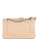 CHANEL SMALL CLASSIC DOUBLE FLAP BEIGE LAMBSKIN SILVER HARDWARE (23*13*6cm)