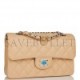 CHANEL SMALL CLASSIC DOUBLE FLAP BAG BEIGE CAVIAR SILVER HARDWARE (23*13*6cm)