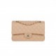 CHANEL MEDIUM CLASSIC DOUBLE FLAP BAG BEIGE LAMBSKIN LIGHT GOLD HARDWARE (25*15*7cm)