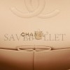 CHANEL MEDIUM CLASSIC DOUBLE FLAP BAG BEIGE LAMBSKIN LIGHT GOLD HARDWARE (25*15*7cm)